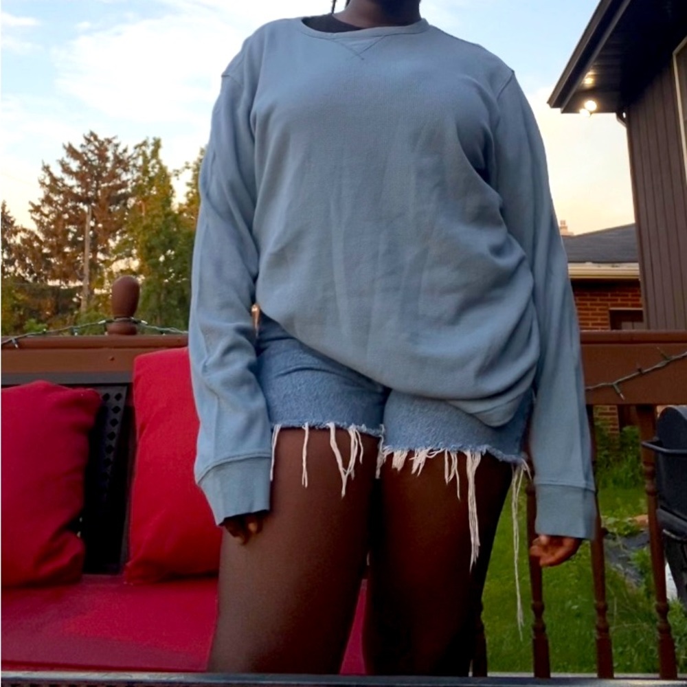 Baby blue oversized long sleeve shirt